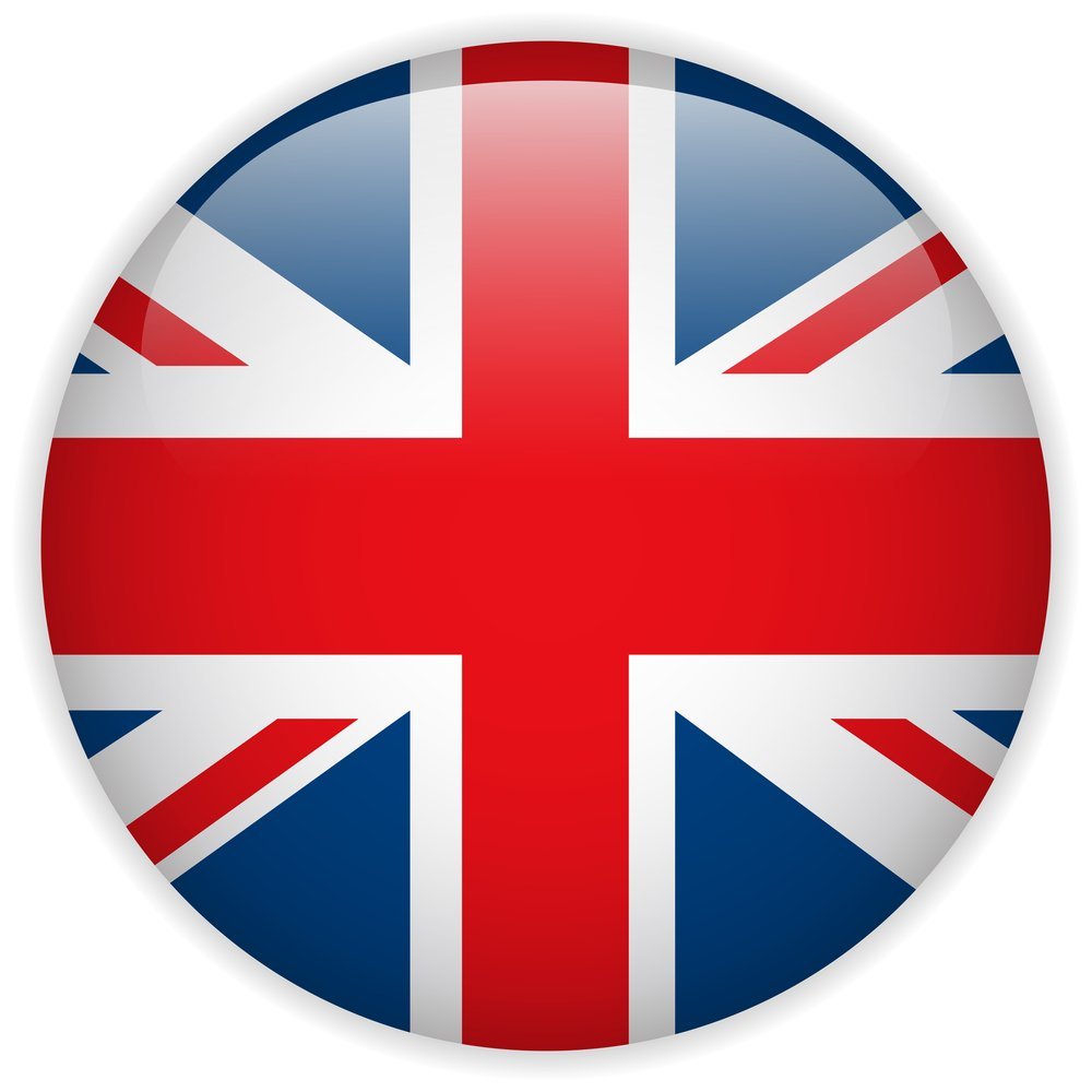 Pulsante lucido bandiera del Regno Unito
